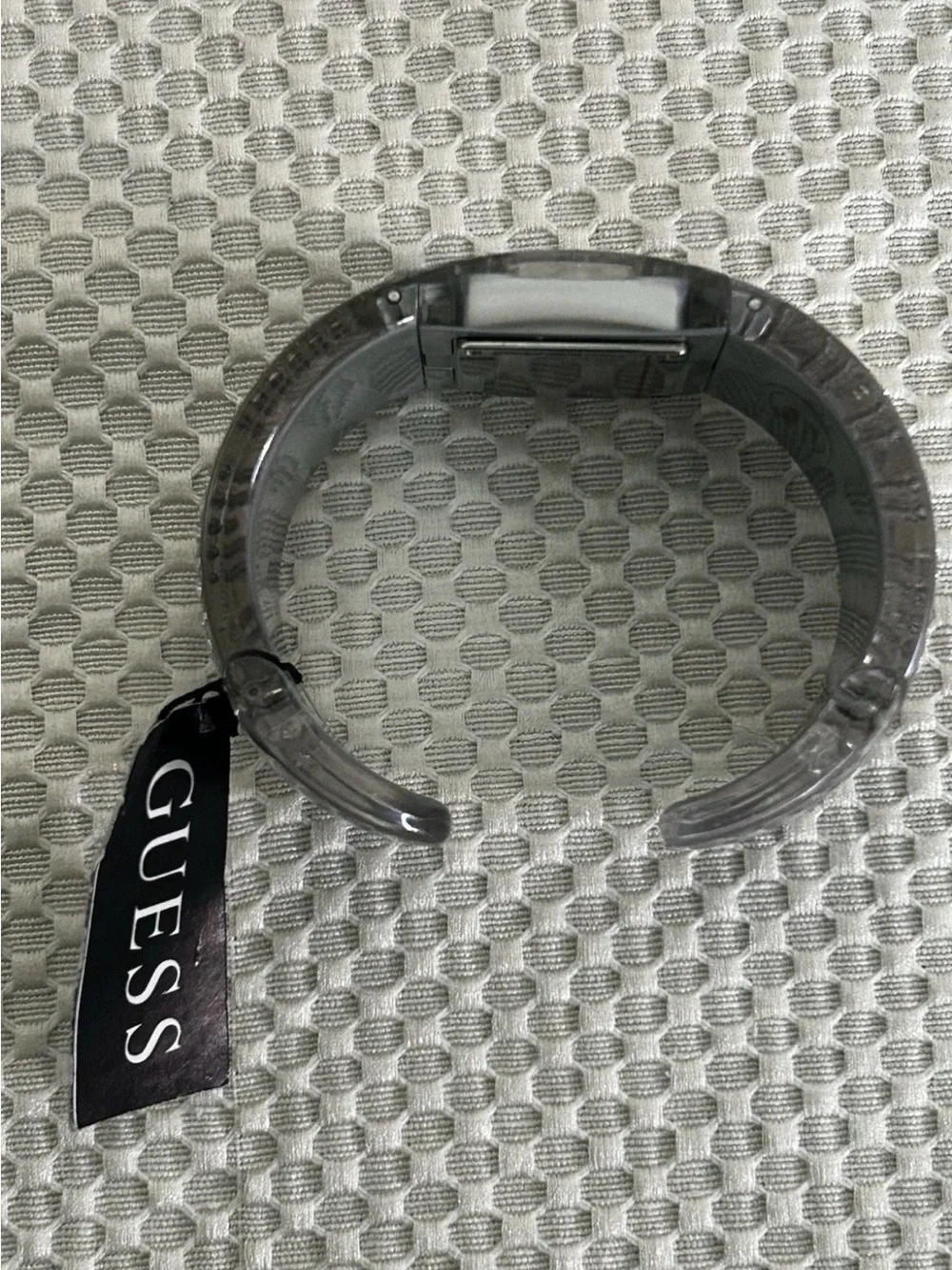 Guess “City Lights” Crystal & Resin Bangle Watch W17518L3 NWT New Battery Silver